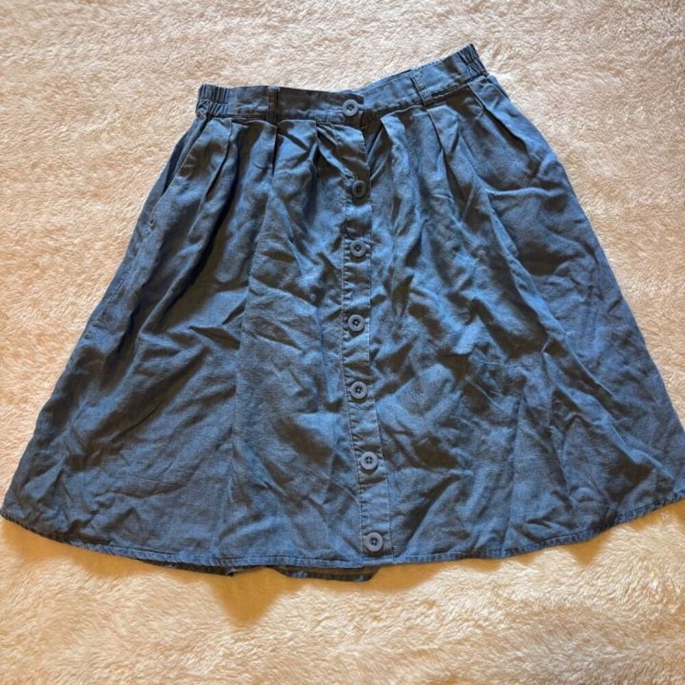 Chambray Blue A-Line Skirt